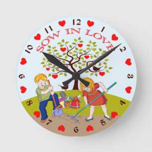 Horloge Ronde Jardin rétro pour enfants, - Semer dans l'amour