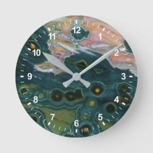 Horloge Ronde Jasper océan tacheté vert