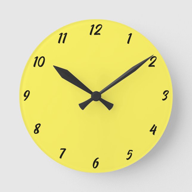 Horloge Ronde Jaune noir coloré brillant Couleur personnalisée C (Recto)