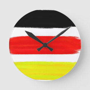 Horloge Ronde Jaune Rouge Noir Abstrait peinture Art