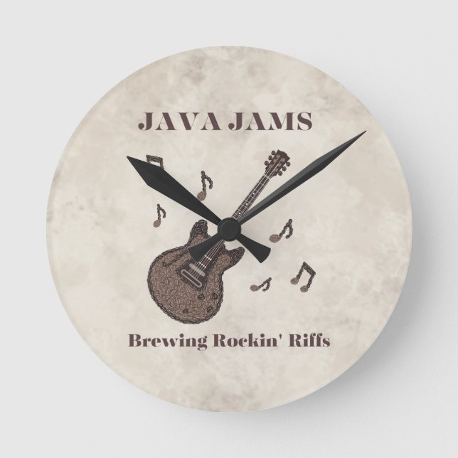 Horloge Ronde Java Jams-Brassin' Riffs Rockin'-Café-Guitare- (Recto)