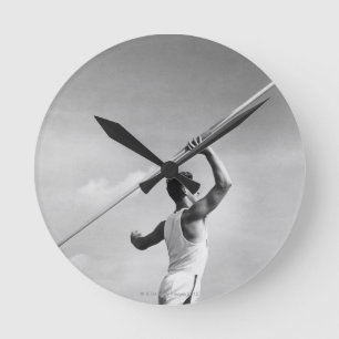 Horloge Ronde Javelot de lancement d'homme