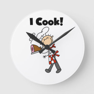 Horloge Ronde Je cuisine - Chef masculin