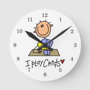 Horloge Ronde Je Joue aux Cartes
