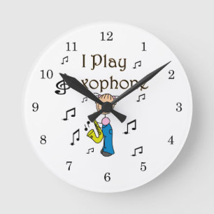 Horloge Ronde Je Joue du Saxophone T-shirts et Cadeaux pour Figu