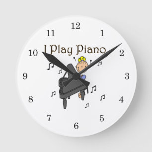 Horloge Ronde Je joue le T-shirts et les cadeaux de piano