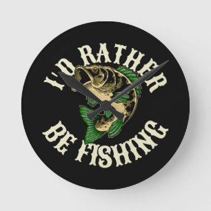 Horloge Ronde Je préférerais pêcher drôle