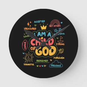 Horloge Ronde Je suis un enfant de Dieu Christian Retro Jésus Fo