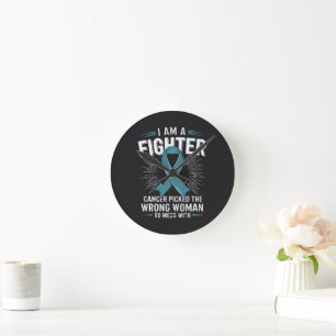 Horloge Ronde Je Suis Une Combattante Le Cancer A Choisi La Mauv