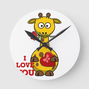 Horloge Ronde je t'aime girafe
