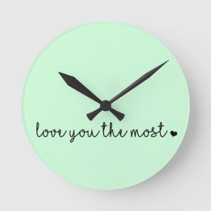 Horloge Ronde Je t'aime le plus avec un cœur simple moderne