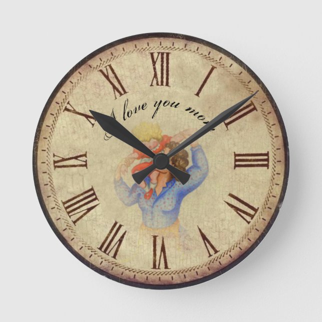 Horloge Ronde Je t'aime maman Vintage (Recto)