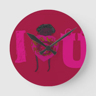 Horloge Ronde Je T'Aime Nakupenda Sana Joyeuse Saint-Valentin