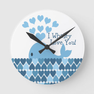 Horloge Ronde Je t'aime Whaley ! Bleu