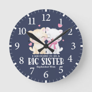 Horloge Ronde Je Vais Être Une Grande Soeur Faire-part Bébé