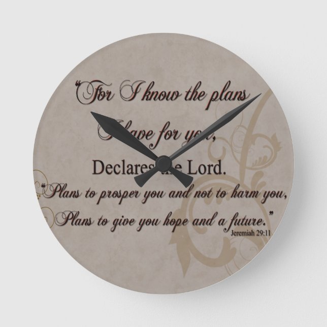 Horloge Ronde Jeremiah 29:11 Écriture Cadeau (Recto)