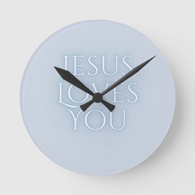 Horloge Ronde Jésus aime la typographie chrétienne Design (Recto)