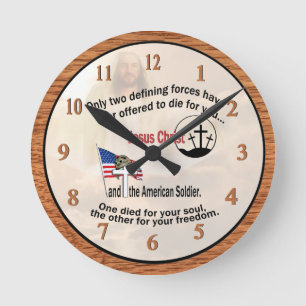 Horloge Ronde Jesus Christ and the American Soldier Medium Clock