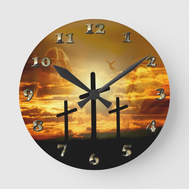 Horloge Ronde Jésus Christ Bienheureuse Vierge Marie Dove Calver (Recto)