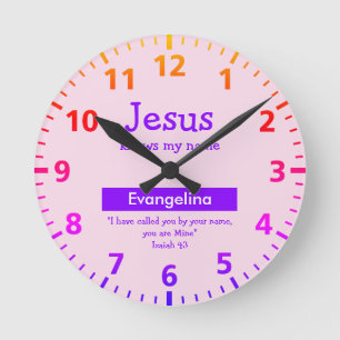 Horloge Ronde JESUS CONNAÎT MON NOM Pretty Rose Personnalisé Fil