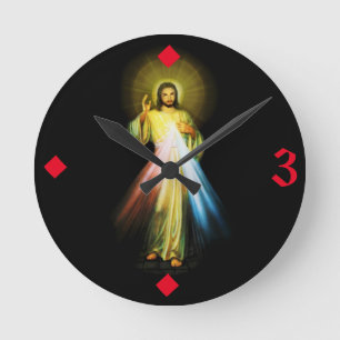 Horloge Ronde Jésus Divine Mercy Hour Clock