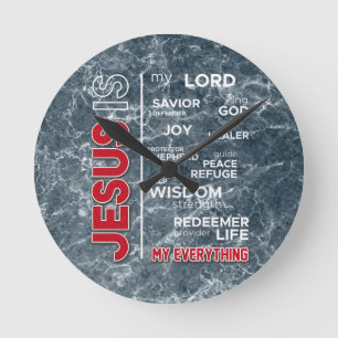Horloge Ronde Jésus est mon tout Word Cloud