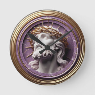 Horloge Ronde Jésus regardant vers les cieux avec des épines