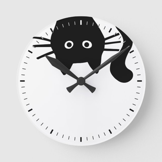 Horloge Ronde Jetez un oeil vers le haut vers le bas Chat noir (Recto)