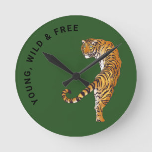Horloge Ronde Jeune, sauvage et libre Tigre Monogramme Arrière -