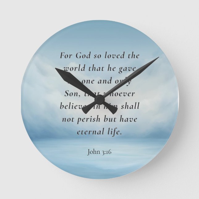 Horloge Ronde John 3:16 Image du couplet de la Bible (Recto)