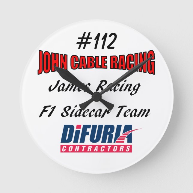 Horloge Ronde John Cable & James Racing Clock (Recto)