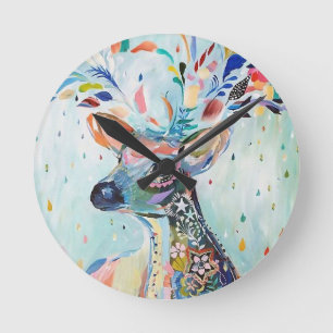 Horloge Ronde Joli Art Moderne Deer Antlers