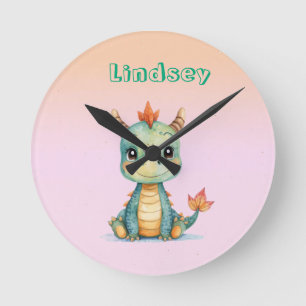 Horloge Ronde Joli bébé dragon heureux