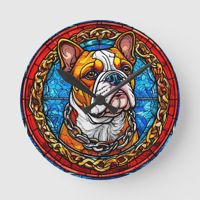 Horloge Ronde Joli Bouledogue (Recto)