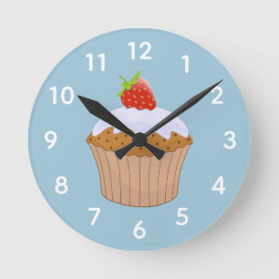 Horloge Ronde Joli Bun Fraise Bleu