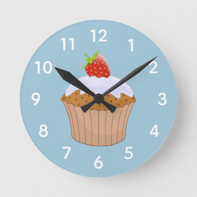 Horloge Ronde Joli Bun Fraise Bleu (Recto)