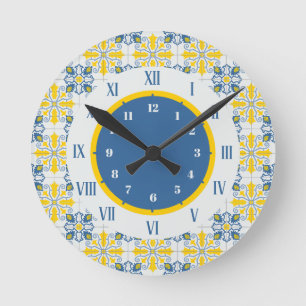 Horloge Ronde Joli cadre de tuiles portugaises pour Noël en fami