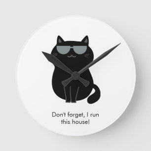 Horloge Ronde Joli Chat - Je dirige cette maison maintenant !