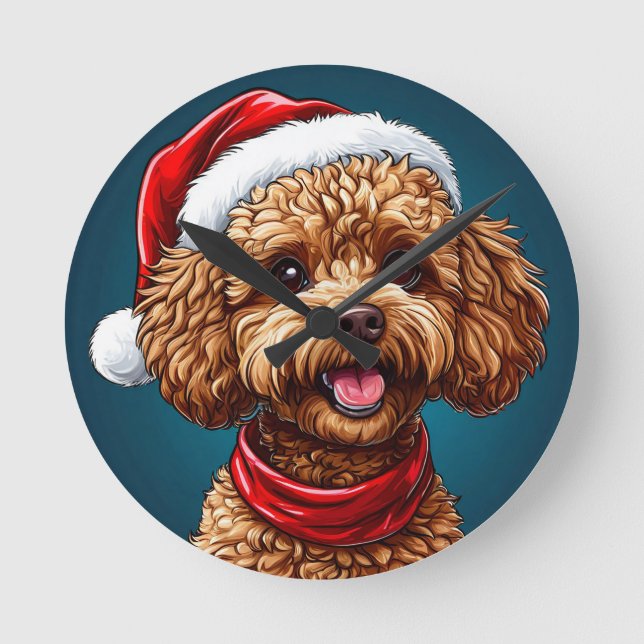 Horloge Ronde Joli chien de Noël (Recto)