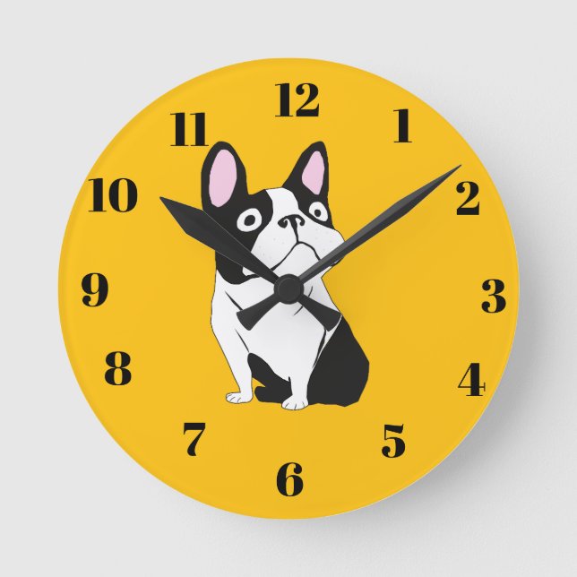 Horloge Ronde Joli chiot, jaune (Recto)