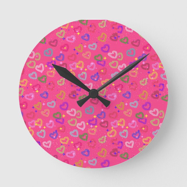 Horloge Ronde Joli cœur coloré  (Recto)