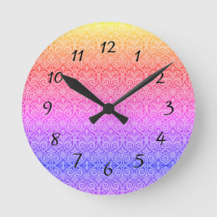 Horloge Ronde Joli Damask Rainbow Motif moderne