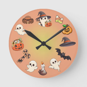 Horloge Ronde Joli fantôme de Halloween de style Kawaii