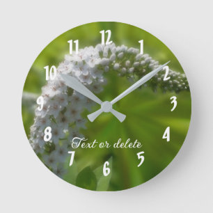 Horloge Ronde Joli Fleur sauvage Blanc En Fleur Personnalisé