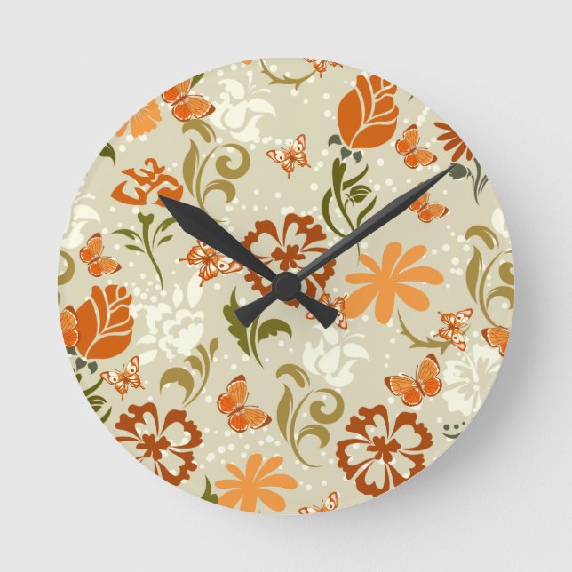 Horloge Ronde Joli modèle floral moderne (Recto)