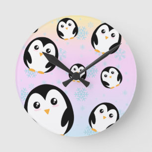Horloge Ronde Joli motif coloré pastel pignon dégradé