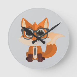 Horloge Ronde Joli renard de dessin animé kawaii mignon et ringa
