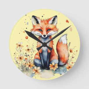 Horloge Ronde Joli renard floral