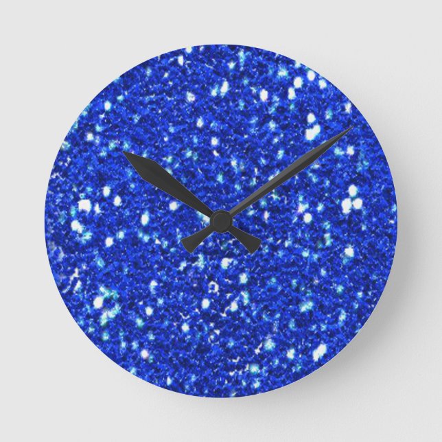 Horloge Ronde Joli Royal Blue Sparkly Faux Parties scintillant L (Recto)
