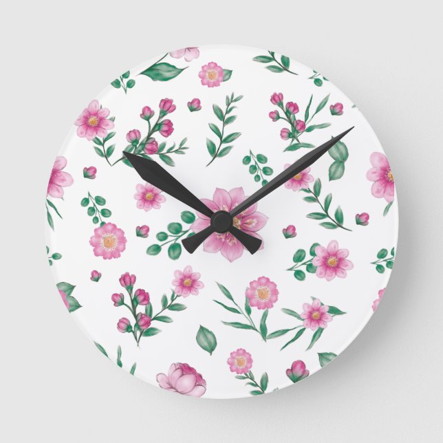 Horloge Ronde Joli Shabby Chic rose Floral Illustration (Recto)